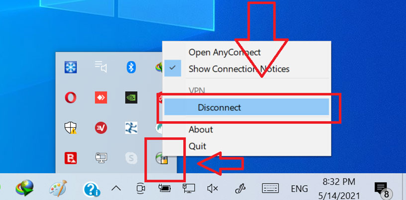 دیسکانکت شدن cisco anyconnect در ویندوز